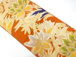 アンティーク　草花に幾何学模様織り出し袋帯（材料）